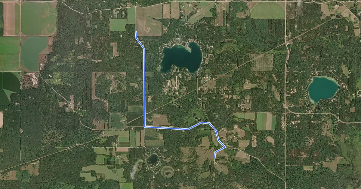 Маршрут IAT - Karner Blue-Chaffee Creek connection на спутниковом снимке