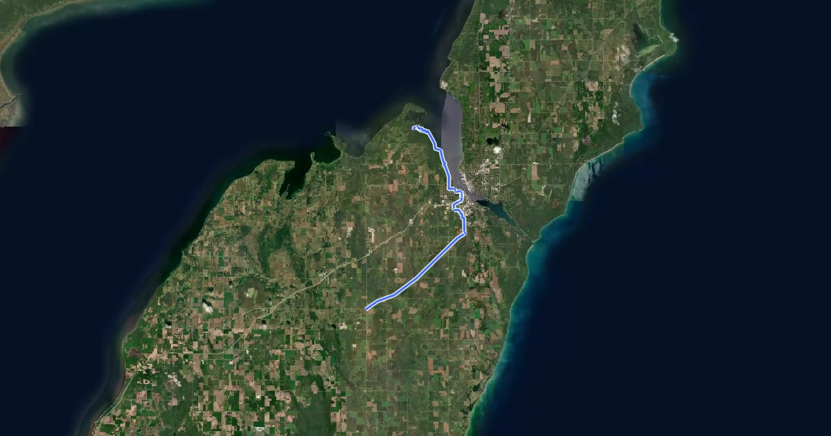 Маршрут IAT - Sturgeon Bay Segment на спутниковом снимке