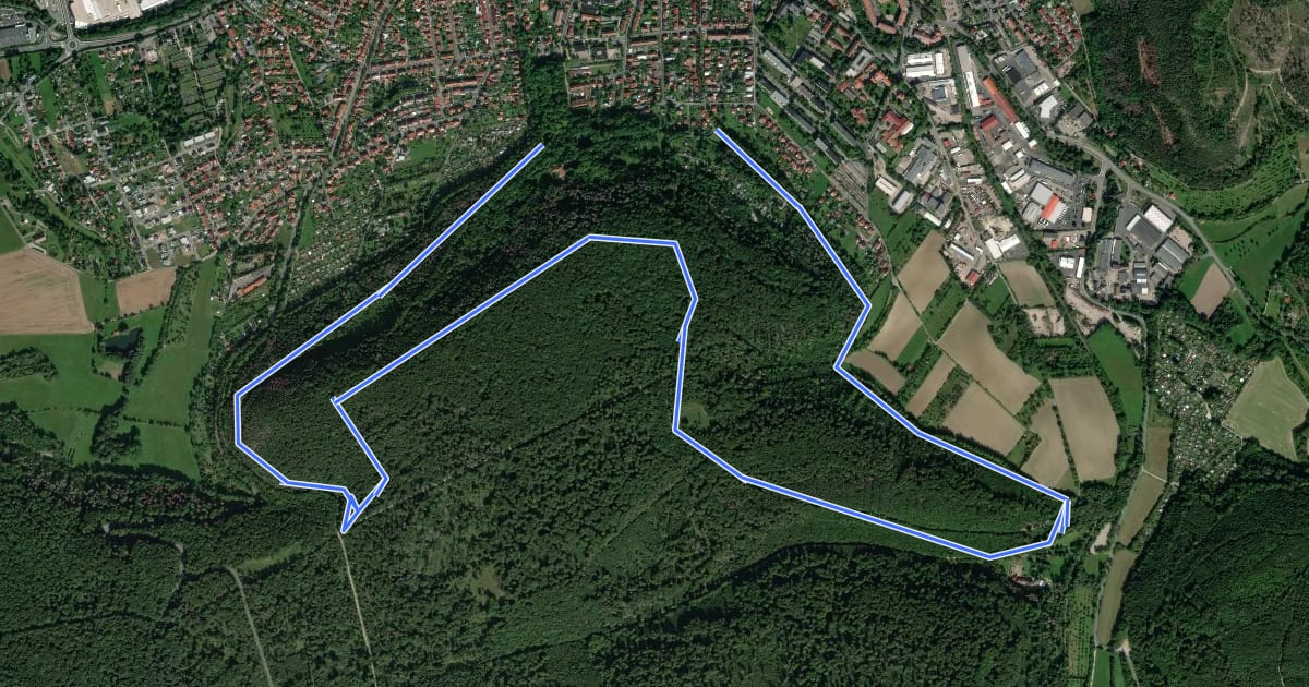 Маршрут Iberg Rundwanderweg (Gelber Balken) на спутниковом снимке