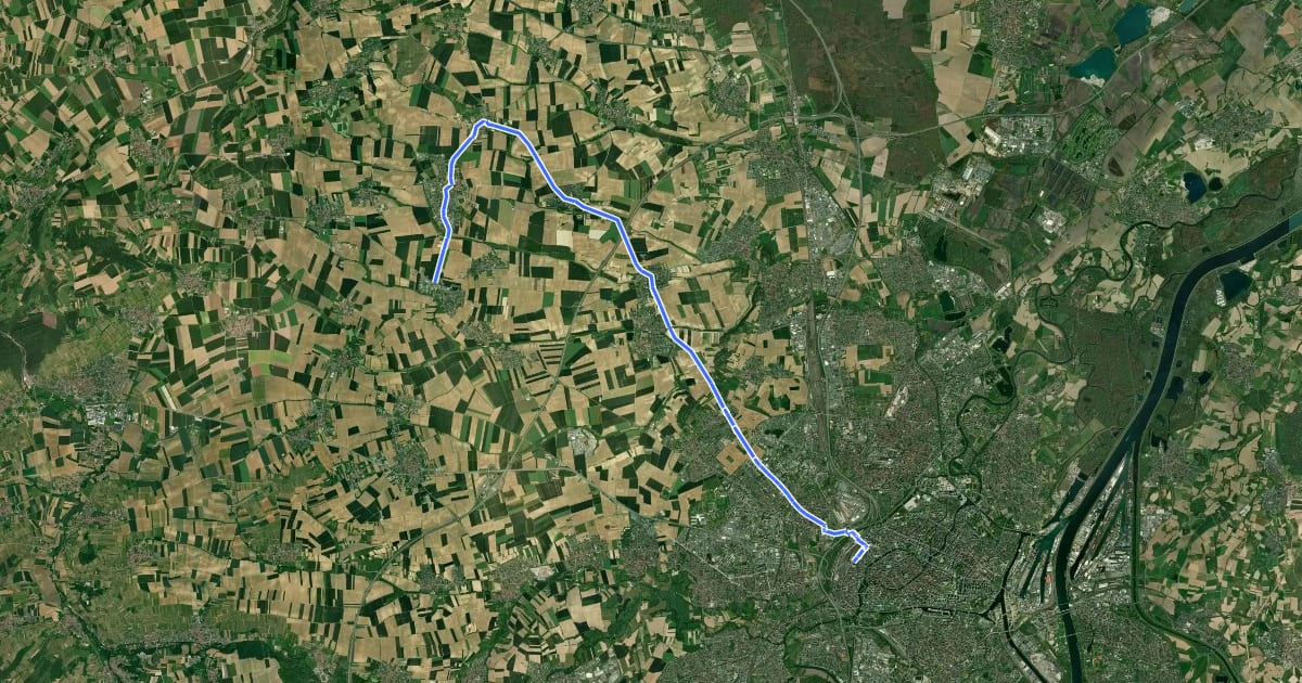 Маршрут IC11 Strasbourg - Kochersberg на спутниковом снимке