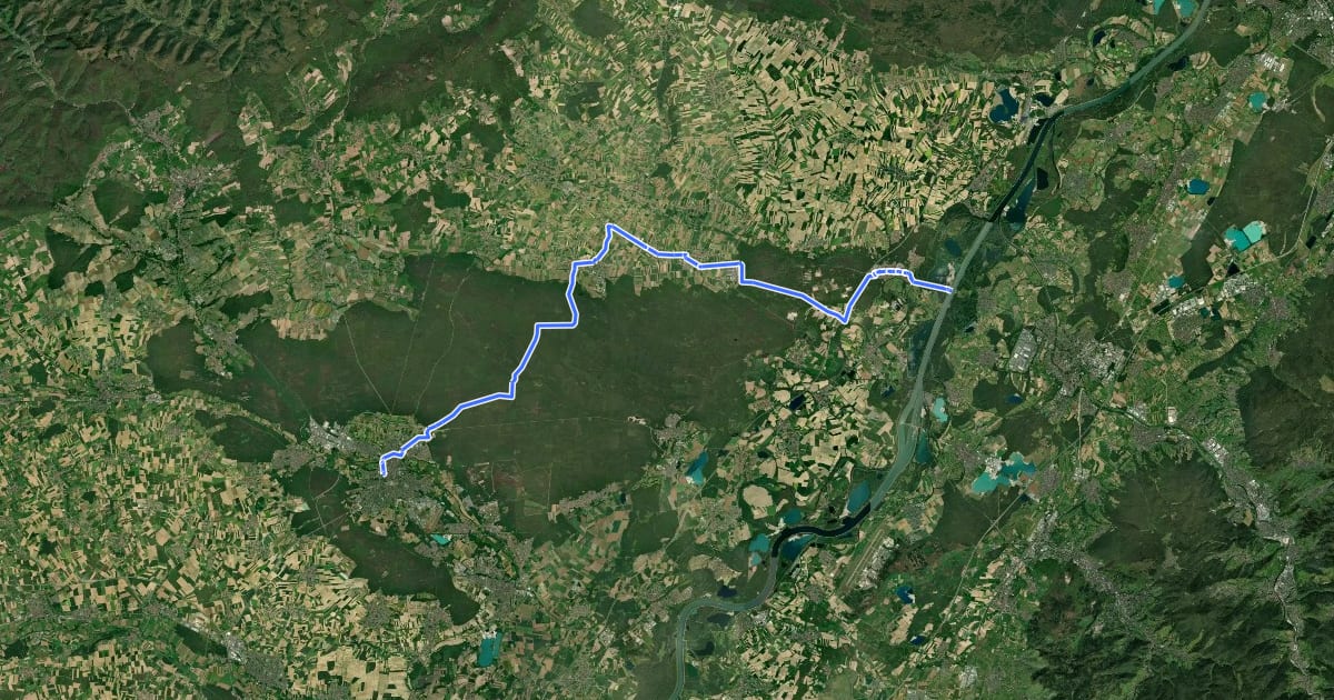 Маршрут IC24 Haguenau - Seltz на спутниковом снимке