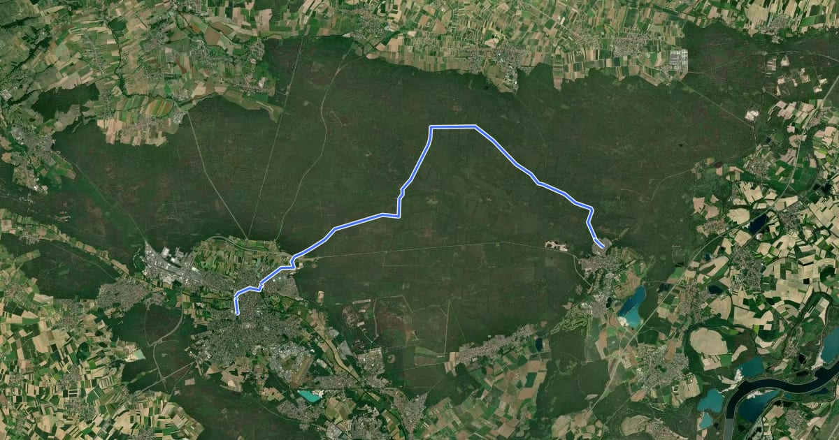 Маршрут IC25 Haguenau - Soufflenheim на спутниковом снимке