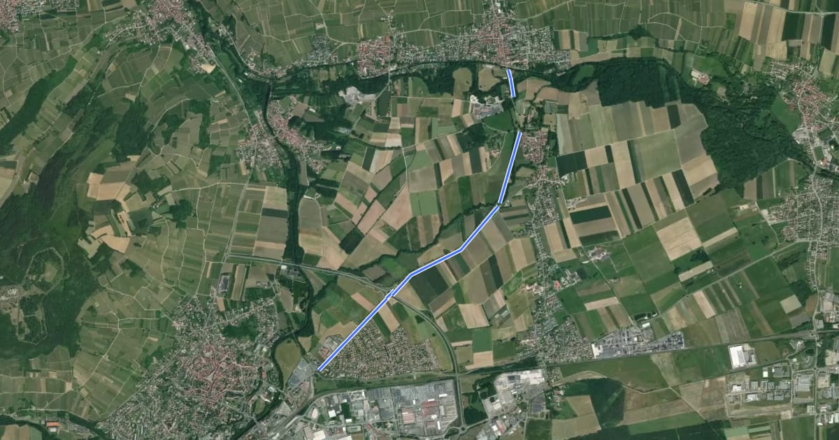 Маршрут IC32 Ergersheim - Molsheim на спутниковом снимке