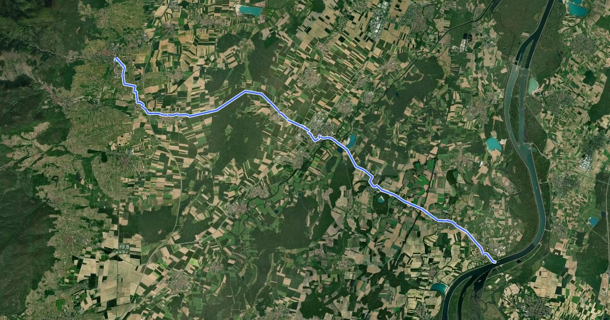 Маршрут IC56 Rhinau - Barr на спутниковом снимке