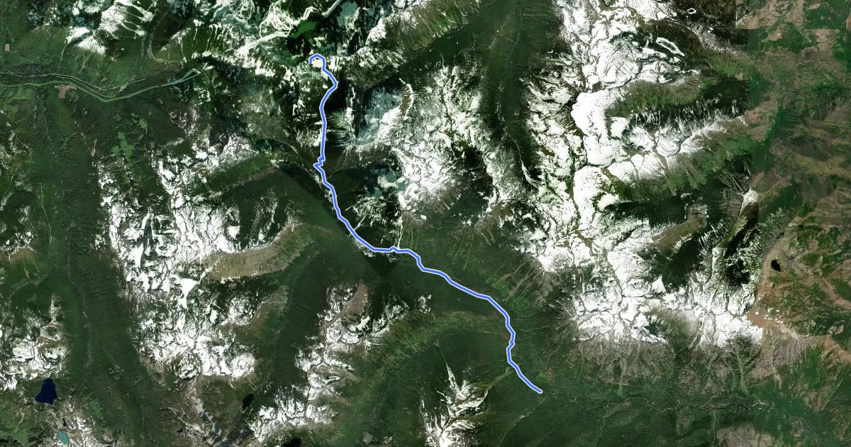 Маршрут Icicle Creek Trail на спутниковом снимке