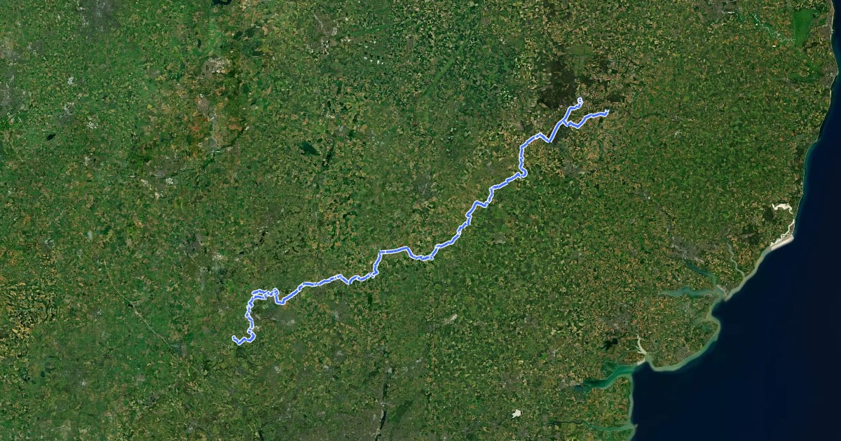 Маршрут Icknield Way Path на спутниковом снимке