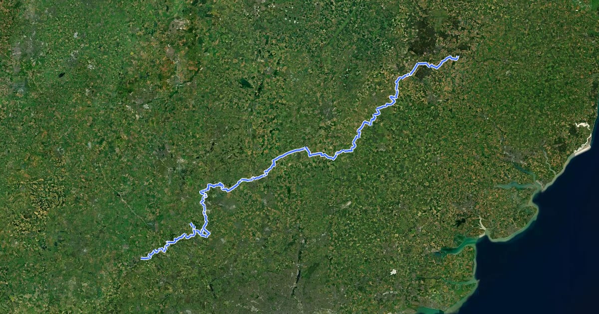 Маршрут Icknield Way Trail на спутниковом снимке