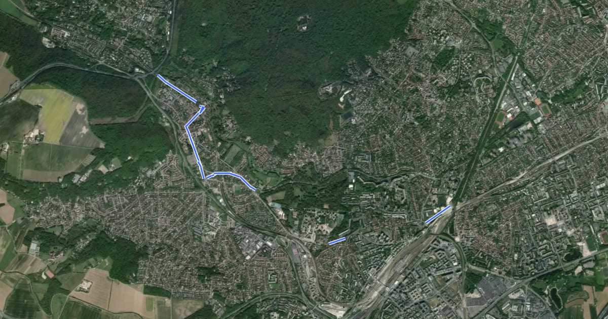 Маршрут ID 18 projet de Massy à Bièvres на спутниковом снимке