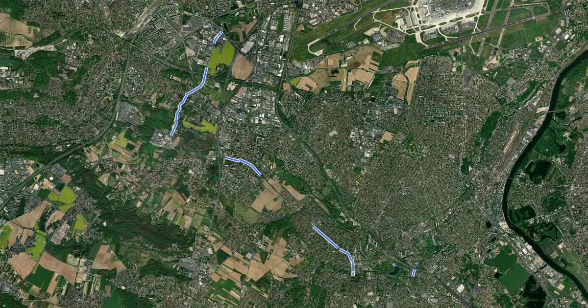 Маршрут ID 20 projet de Massy à Savigny-sur-Orge на спутниковом снимке