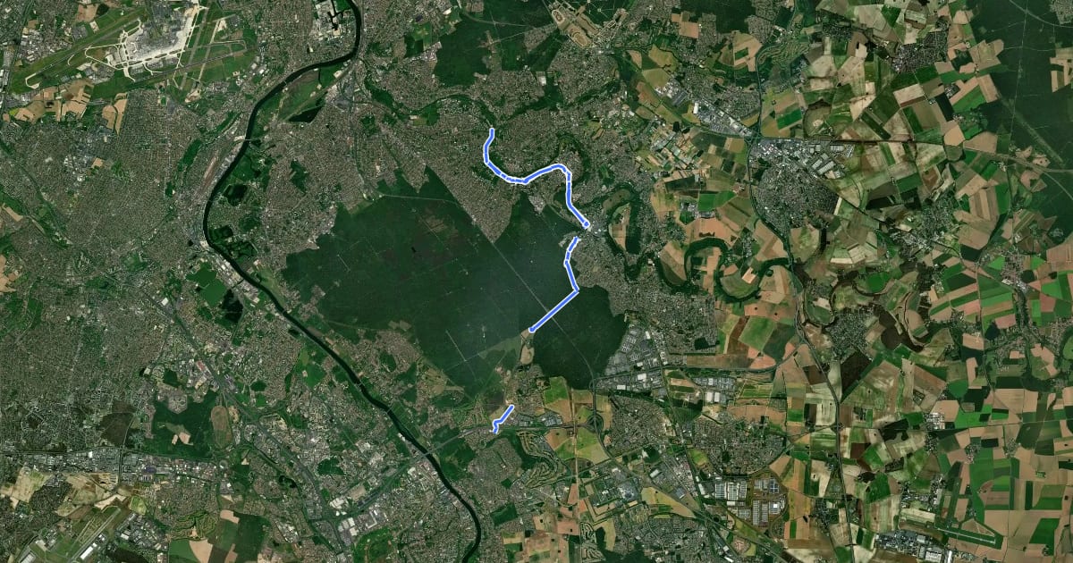 Маршрут ID 26 Du Val d’Yerres à Corbeil-Essonnes на спутниковом снимке