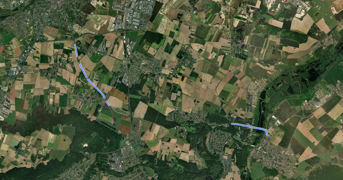 Маршрут ID 4 projet De Ballancourt-sur-Essonne à Arpajon на спутниковом снимке