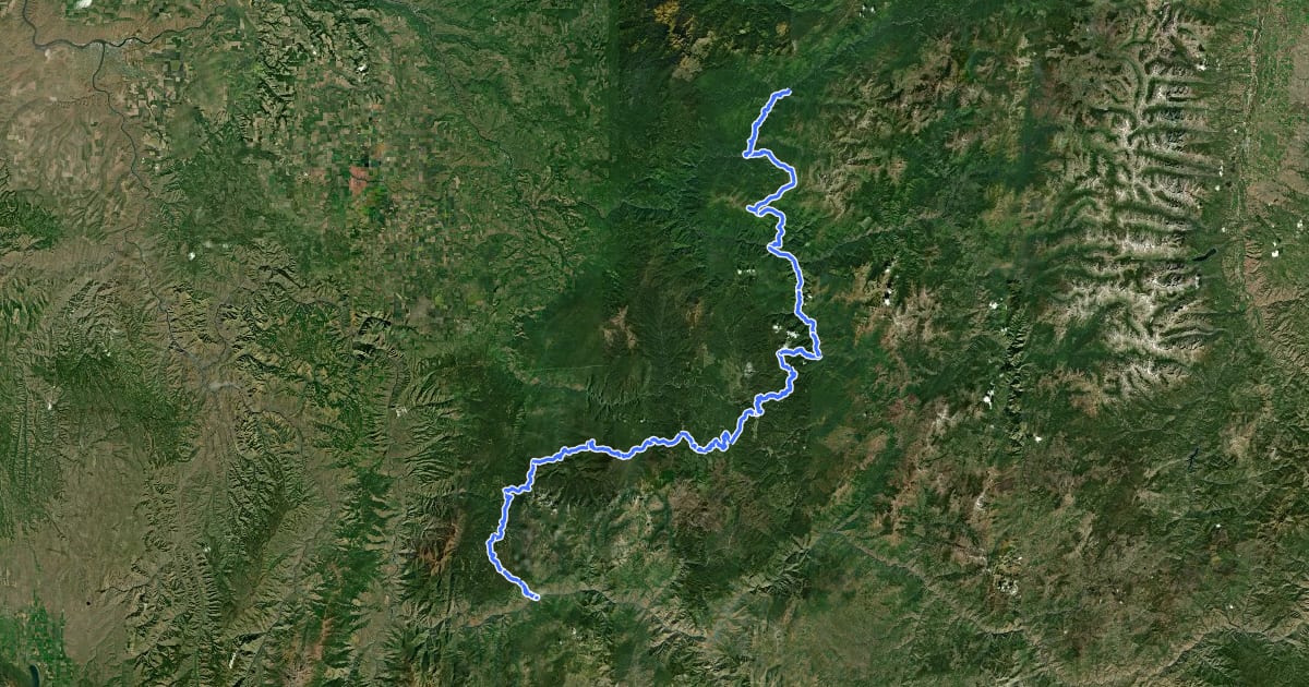 Маршрут Idaho Centennial Trail (West) на спутниковом снимке