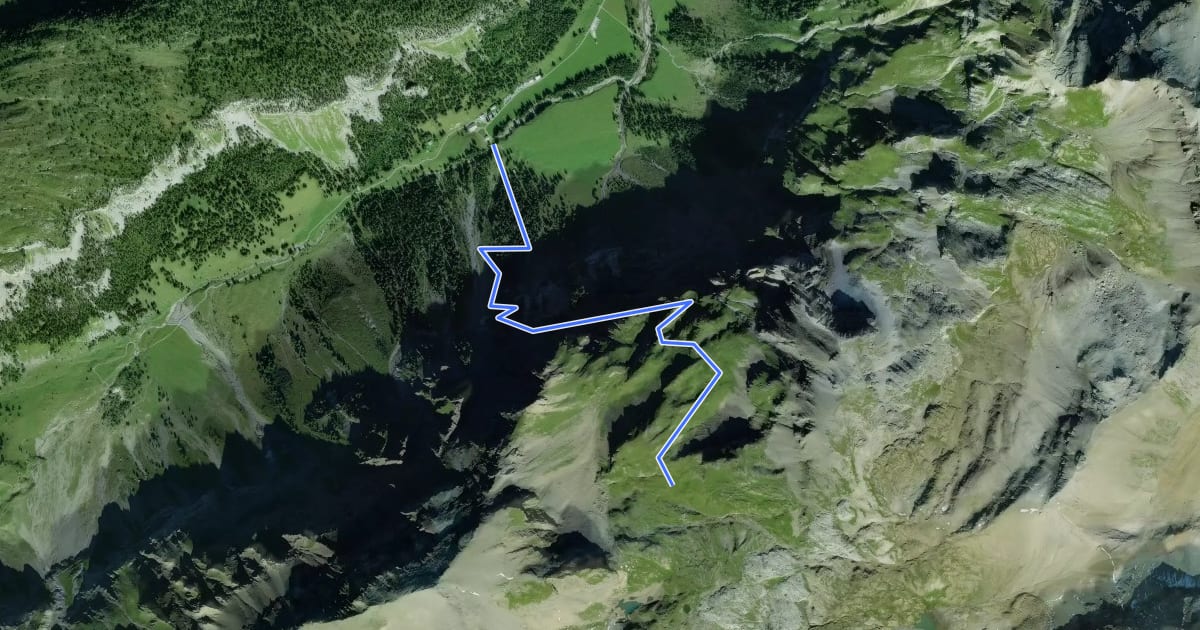 Маршрут Iffigenalp-Stierenläger на спутниковом снимке