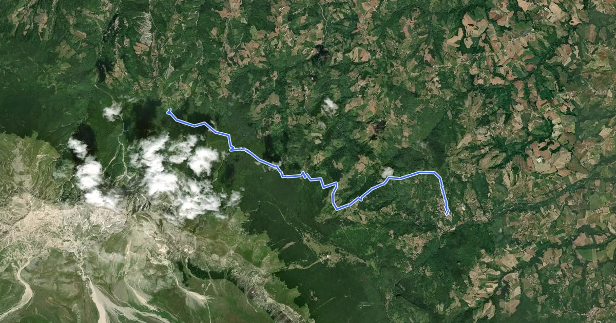 Маршрут Il Cammino d'Abruzzo: Tappa 10 на спутниковом снимке