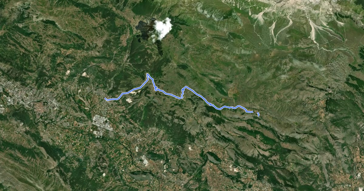 Маршрут Il Cammino d'Abruzzo: Tappa 20 на спутниковом снимке