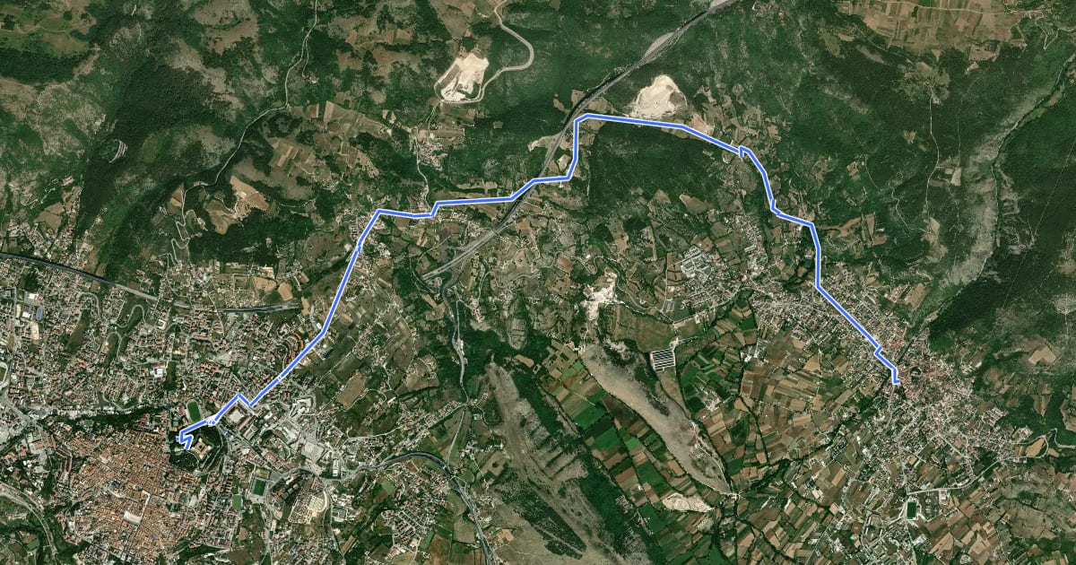 Маршрут Il Cammino d'Abruzzo: Tappa 21 на спутниковом снимке