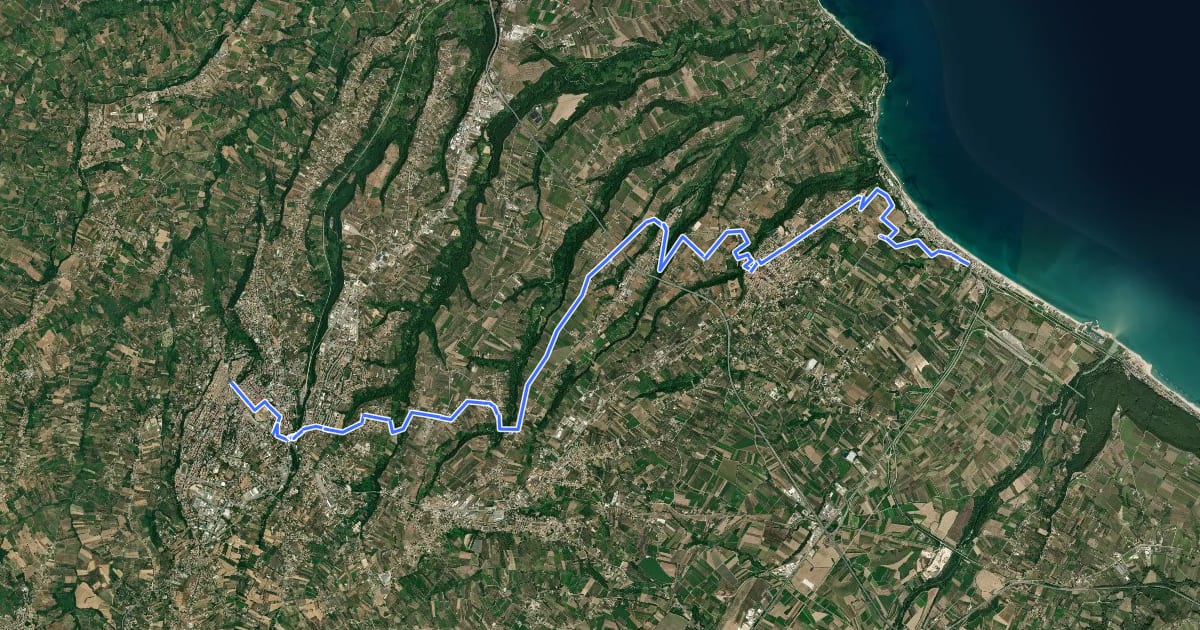 Маршрут Il Cammino d'Abruzzo: Tappa 34 на спутниковом снимке