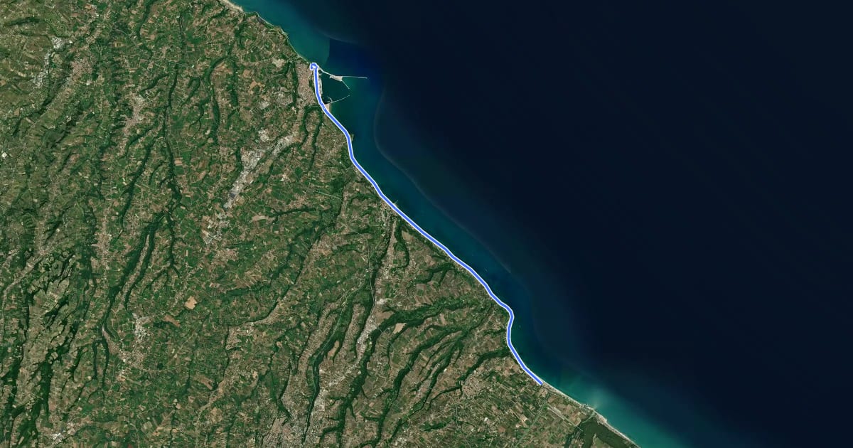Маршрут Il Cammino d'Abruzzo: Tappa 36 на спутниковом снимке