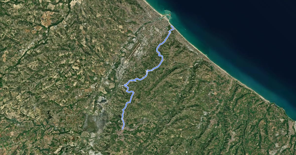 Маршрут Il Cammino d'Abruzzo: Tappa 39 на спутниковом снимке