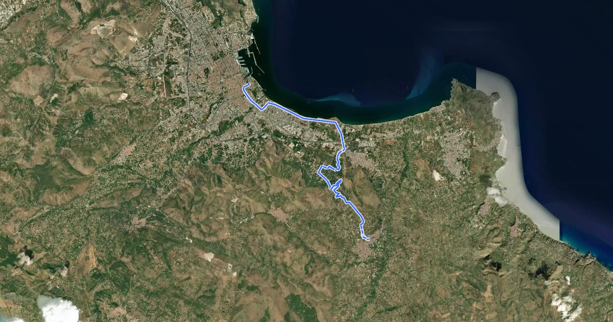 Маршрут Il Cammino dei Mille - Tappa 10 на спутниковом снимке