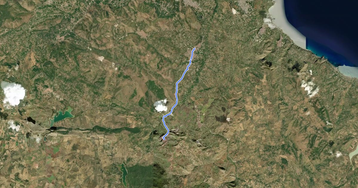 Маршрут Il Cammino dei Mille - Tappa 9 на спутниковом снимке