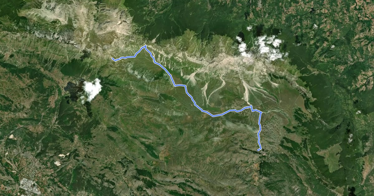 Маршрут Il Cammino del Gran Sasso - Tappa 1 на спутниковом снимке
