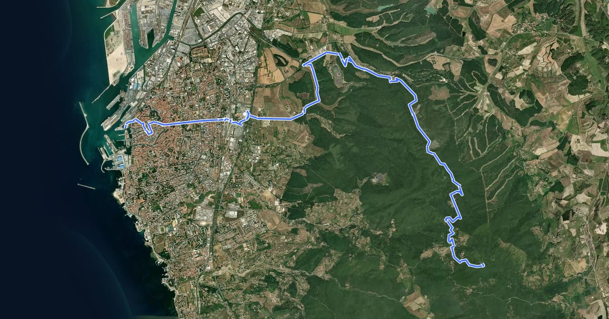 Маршрут Il Cammino di santa Giulia - CSG-T001_V26 Livorno_Pian-di-Rota_Eremo-Sambuca_Valle-Benedetta на спутниковом снимке
