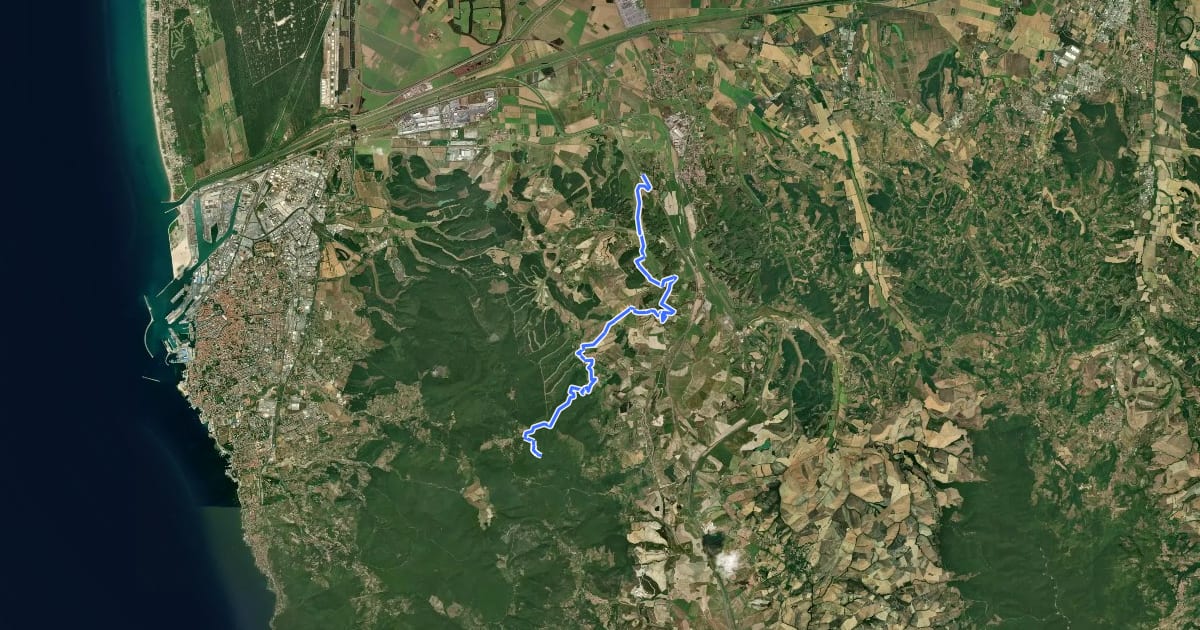 Маршрут Il Cammino di santa Giulia - CSG-T002_V26 Valle-Benedetta_Parrana-San-Martino_Collesalvetti-Loc-le-Badie на спутниковом снимке
