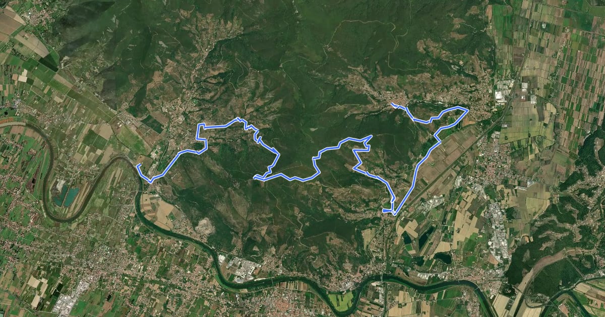 Маршрут Il Cammino di santa Giulia - CSG-T004_V26 Caprona_Calci_Montemagno_Vicopisano_Buti на спутниковом снимке