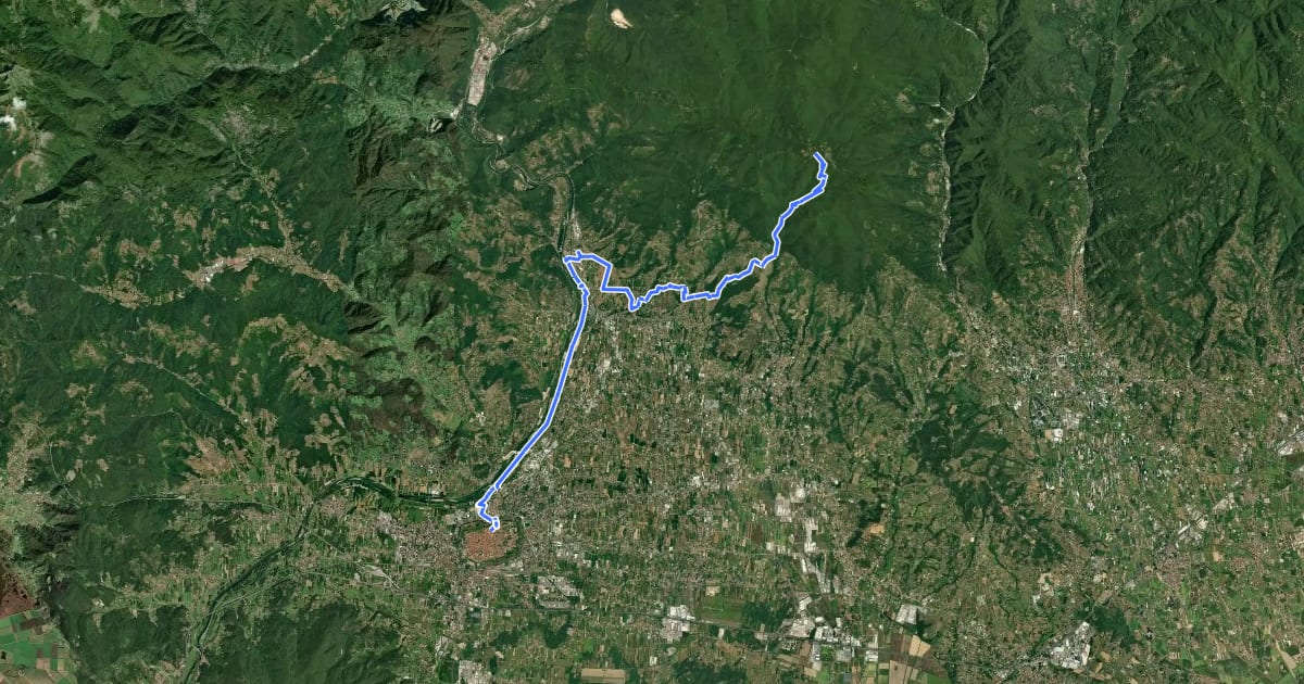 Маршрут Il Cammino di santa Giulia - CSG-T006_V26 Lucca_Ponte-a-Moriano_Altopiano-delle-Pizzorne на спутниковом снимке