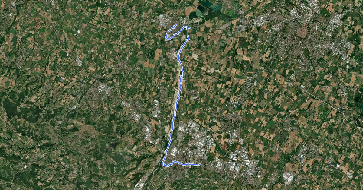 Маршрут Il Cammino di santa Giulia - CSG-T016_V24 Fiorano-Modenese_Rubiera на спутниковом снимке