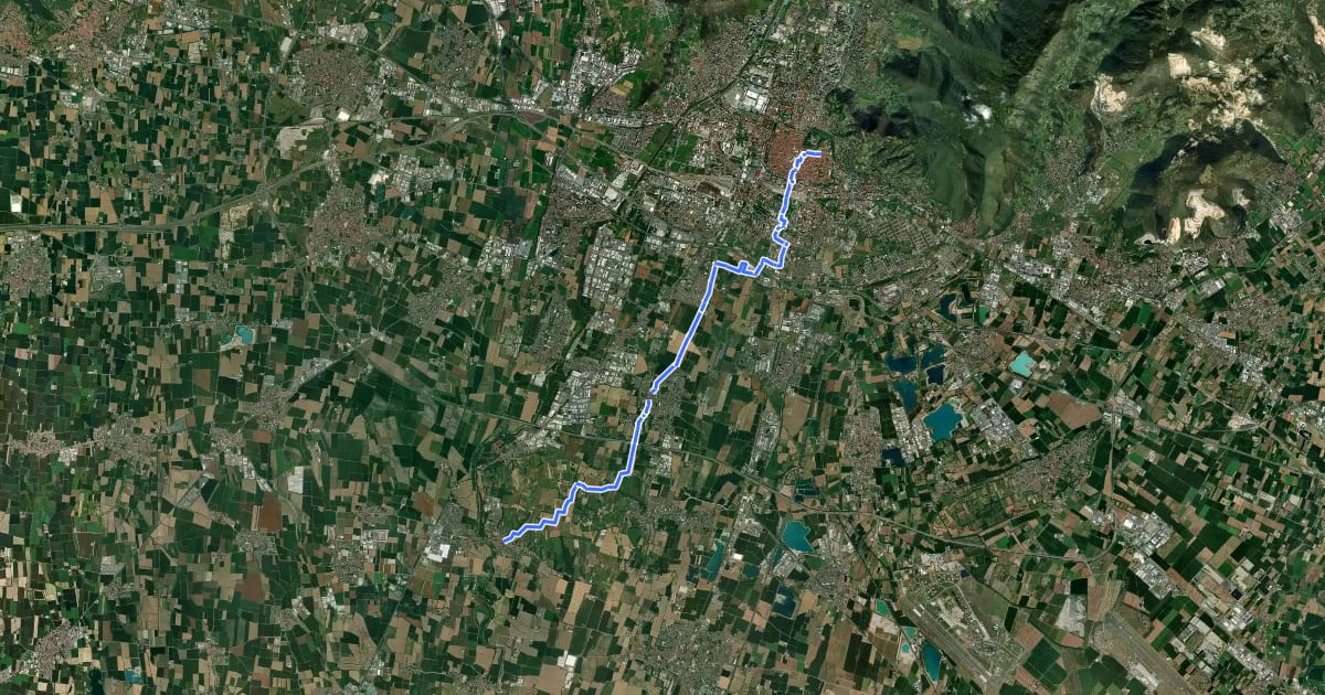 Маршрут Il Cammino di santa Giulia - CSG-T030_V24 Capriano-del-Colle_Flero_Villaggio-Sereno_Brescia-Museo-S-Giulia на спутниковом снимке