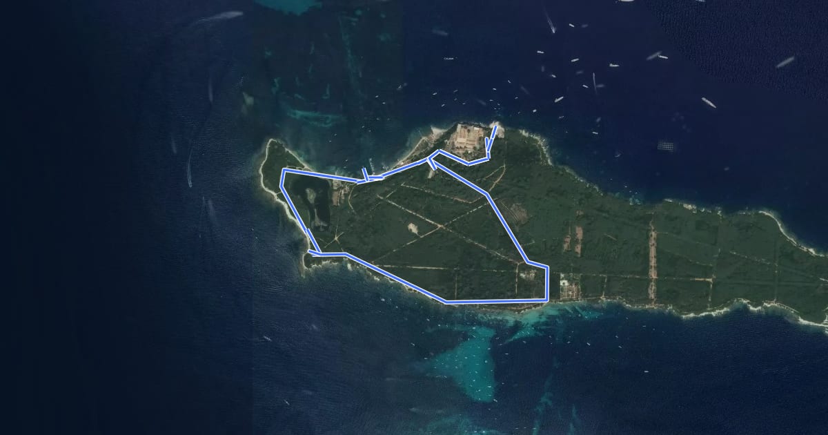 Маршрут Ile Sainte-Marguerite на спутниковом снимке