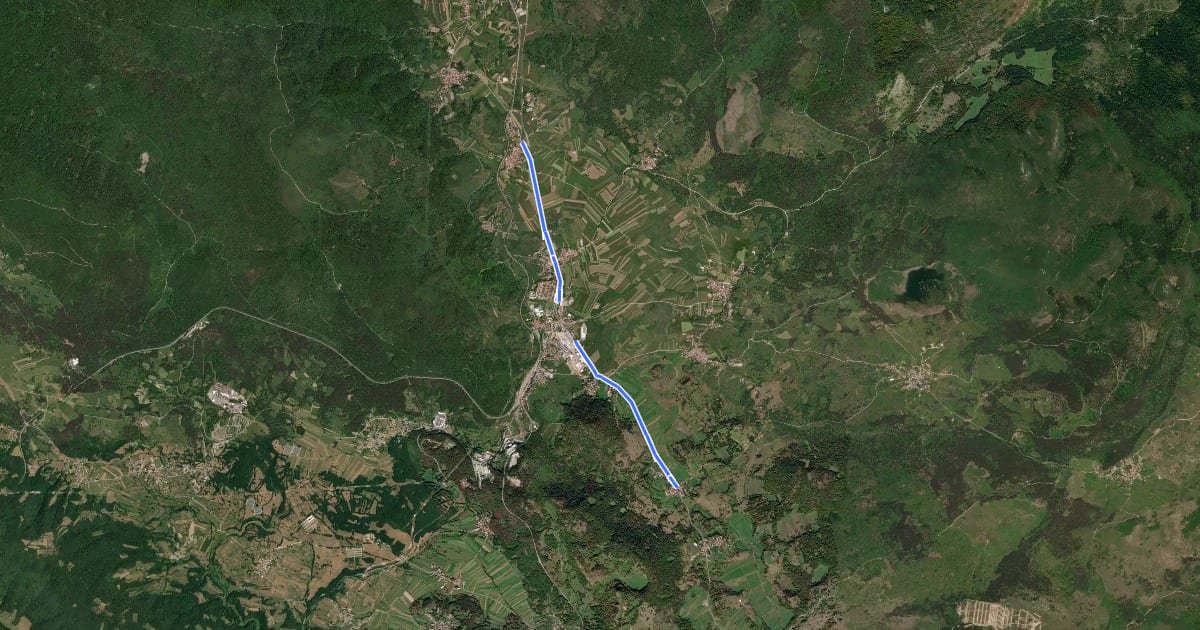 Маршрут Ilirska Bistrica-Postojna-Razdrto-Ajdovščina- Nova Gorica на спутниковом снимке