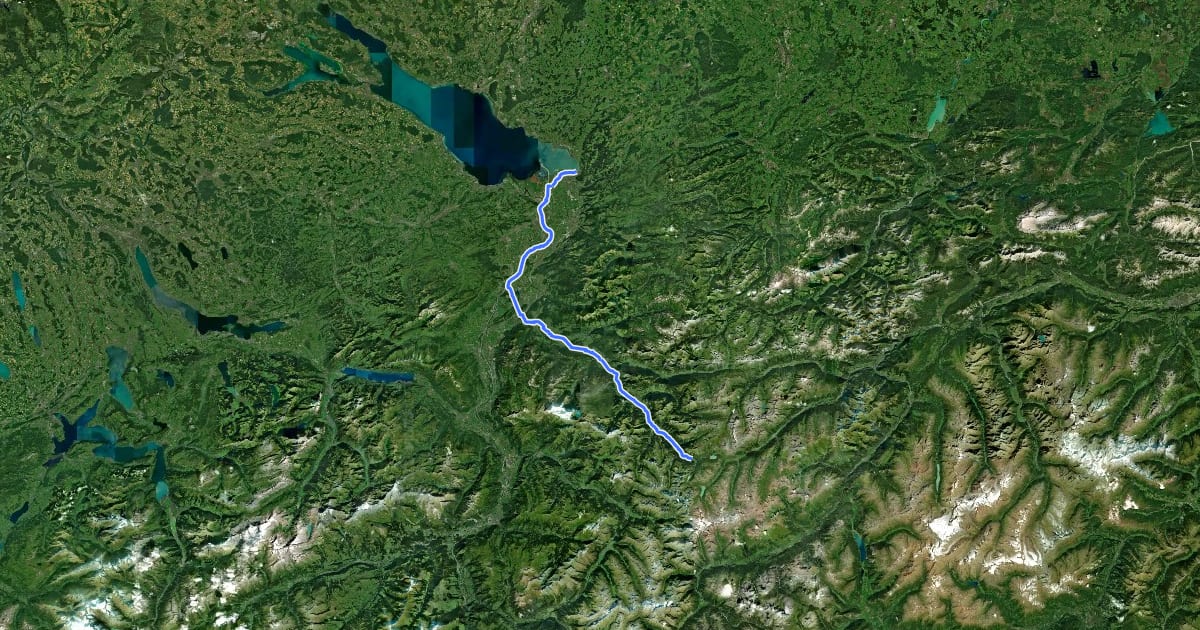 Маршрут Ill-Rhein Route на спутниковом снимке