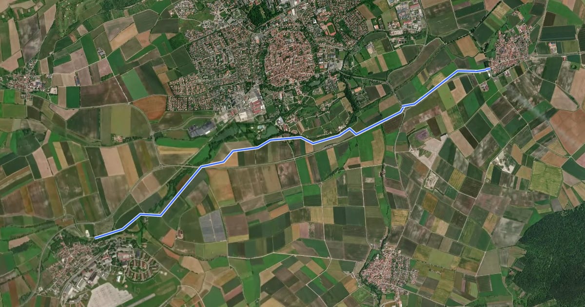 Маршрут Illesheim - Lenkersheim на спутниковом снимке