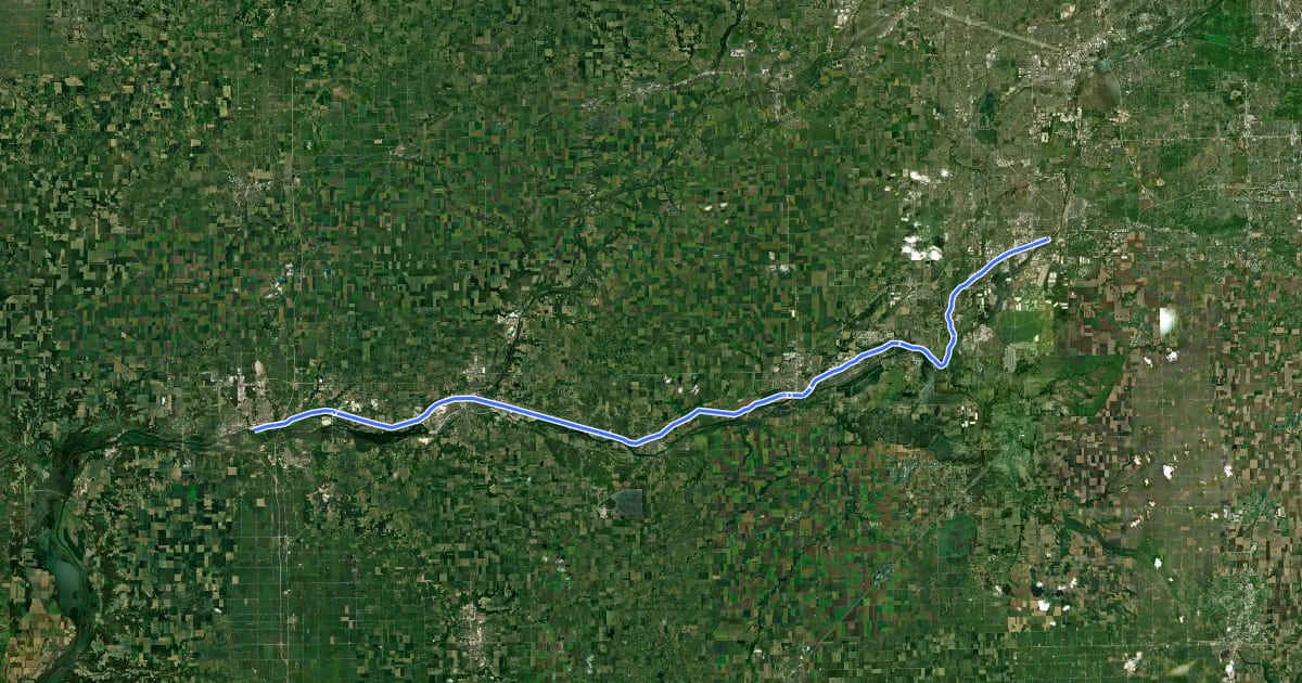 Маршрут Illinois & Michigan Canal State Trail на спутниковом снимке