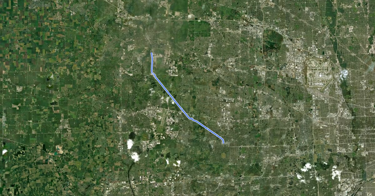 Маршрут Illinois Prairie Path - Elgin Branch на спутниковом снимке