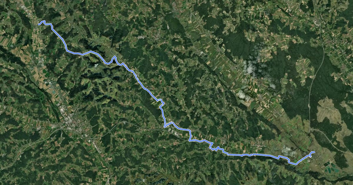 Маршрут Ilztalradweg на спутниковом снимке