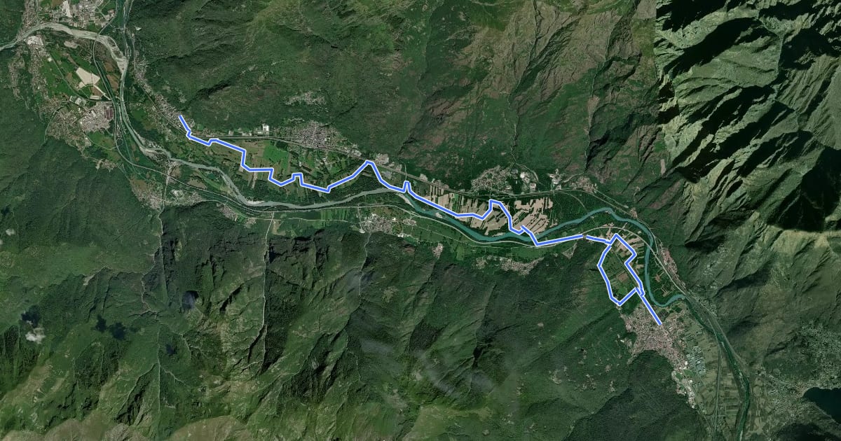 Маршрут In Bici tra i Boschi на спутниковом снимке