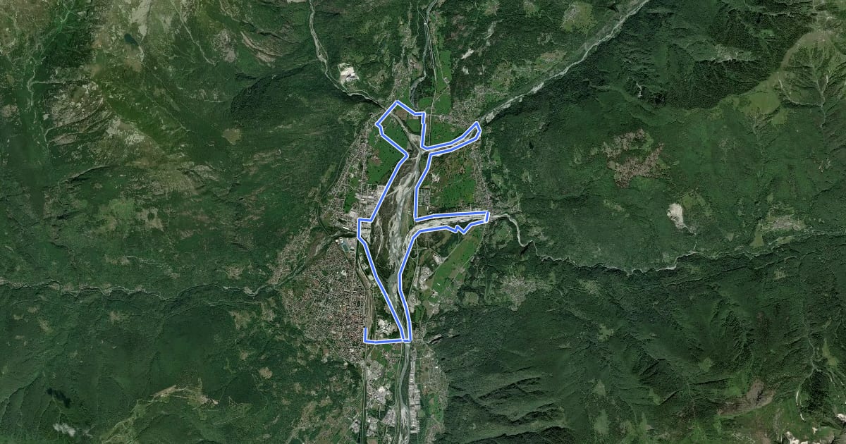 Маршрут In bici tra i fiumi на спутниковом снимке