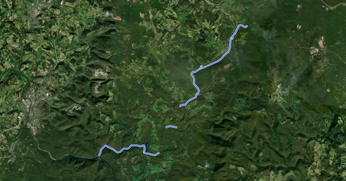 Маршрут Indian Creek Valley Trail на спутниковом снимке