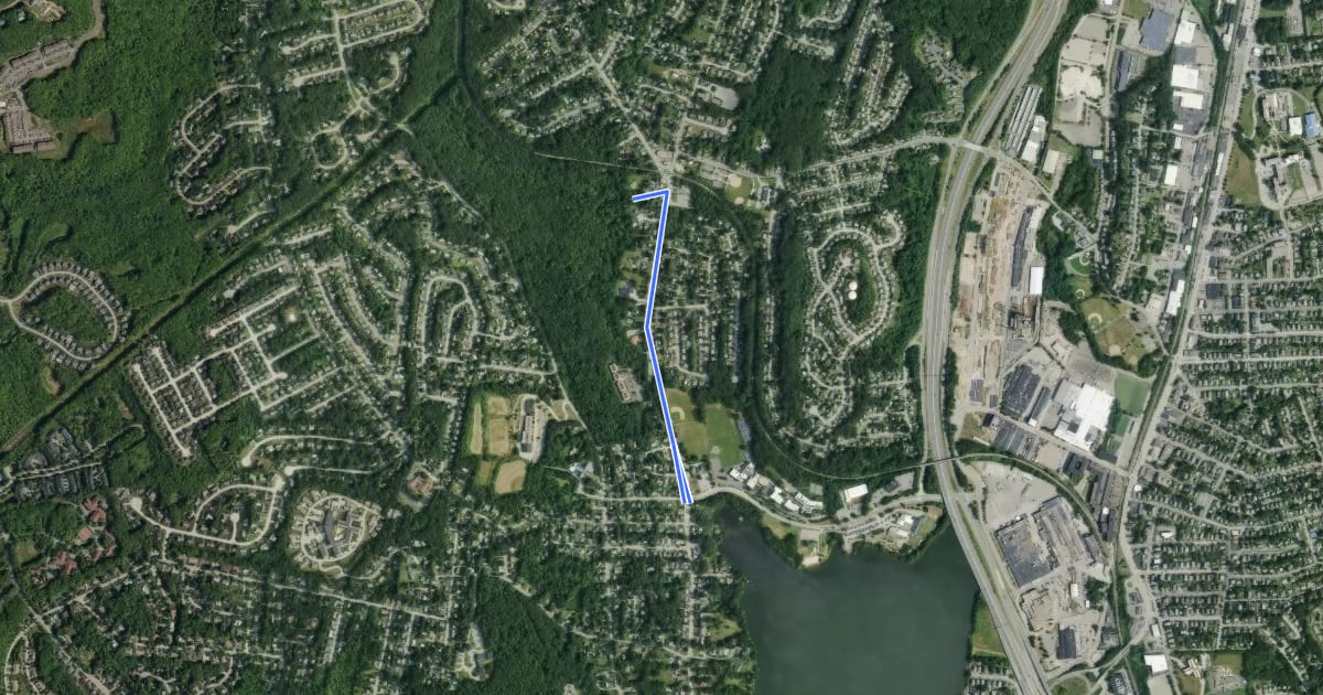Маршрут Indian Lake Pathway to Nick's Woods Trail Connection на спутниковом снимке