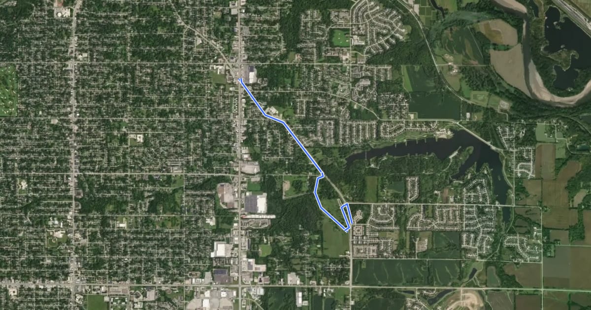 Маршрут Indianola Avenue Trail на спутниковом снимке