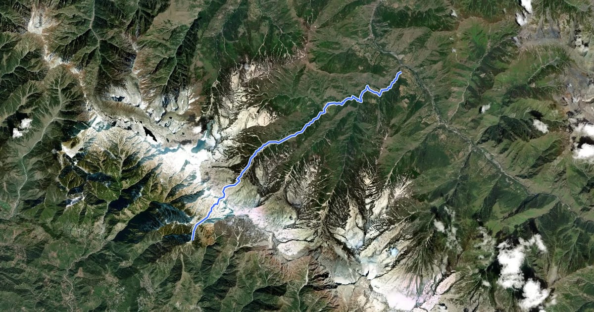 Маршрут Indrahar Pass на спутниковом снимке