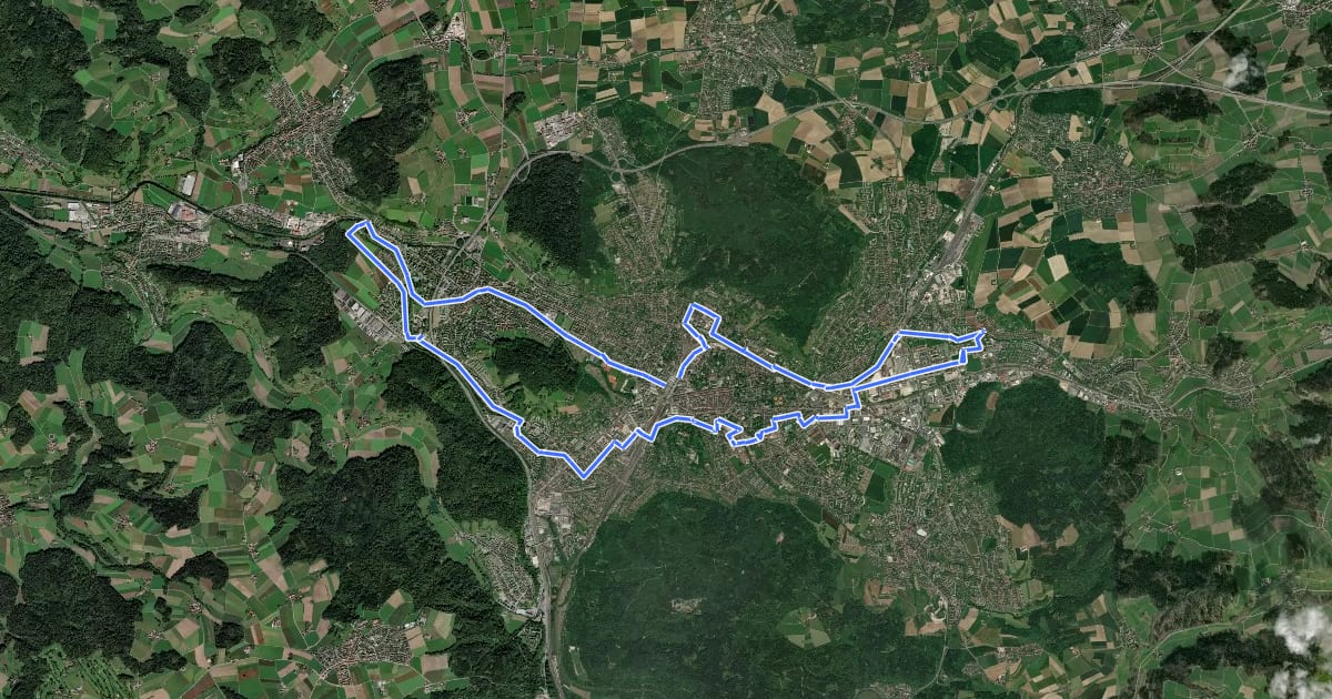 Маршрут Industrie-Veloweg Winterthur на спутниковом снимке