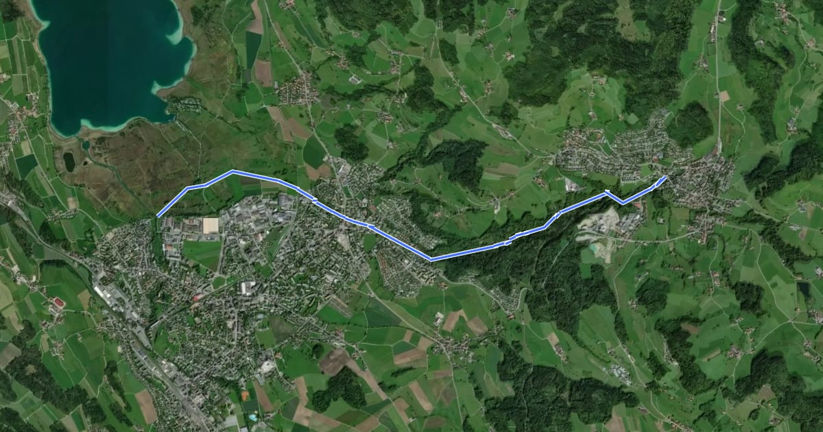 Маршрут Industriepfad Zürcher Oberland на спутниковом снимке