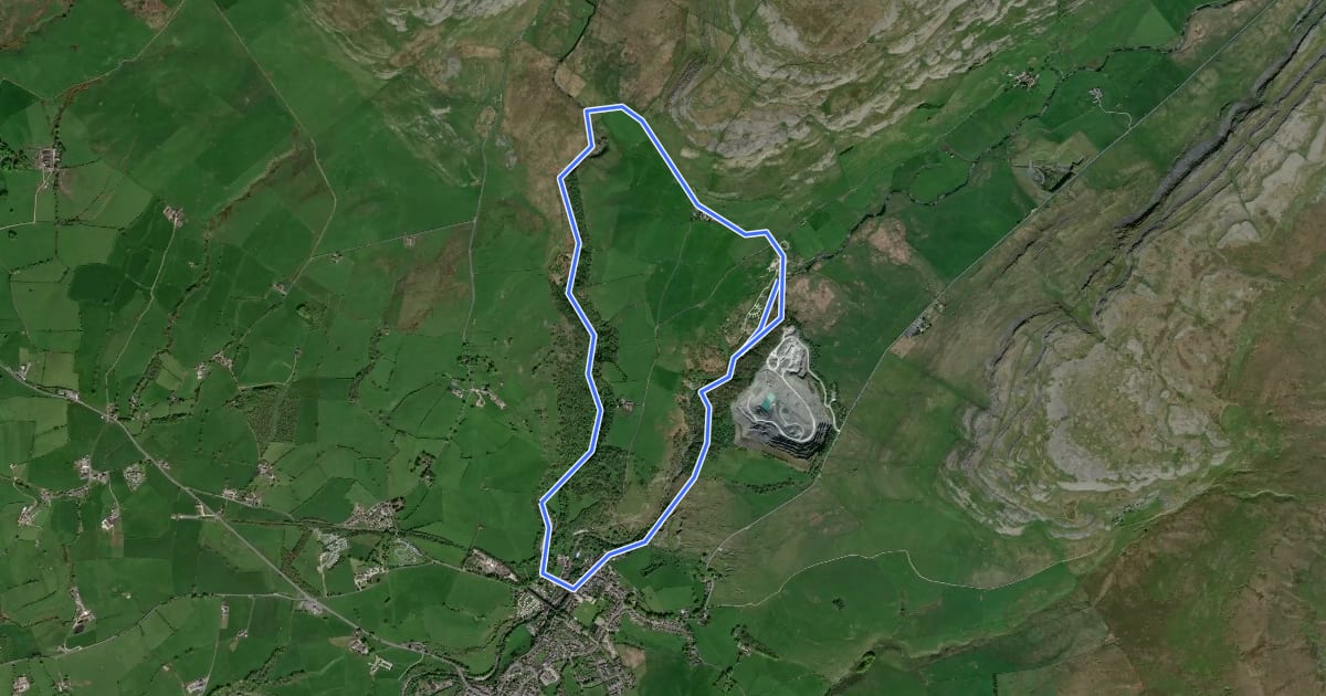 Маршрут Ingleton Waterfalls Trail на спутниковом снимке