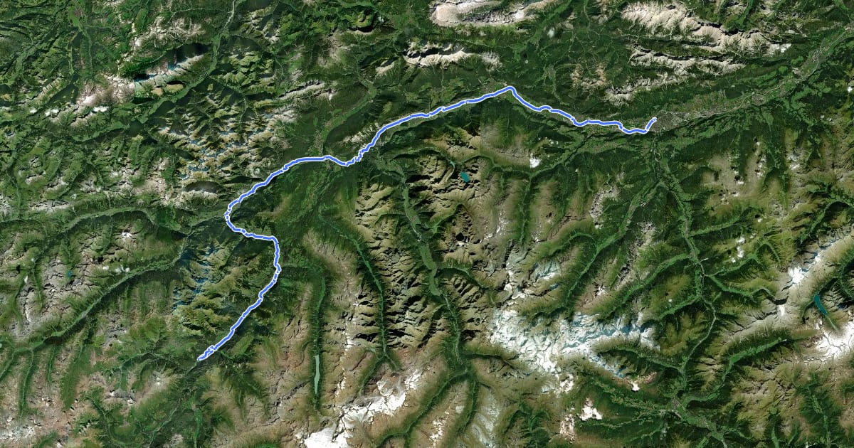 Маршрут Innradweg Tiroler Oberland на спутниковом снимке