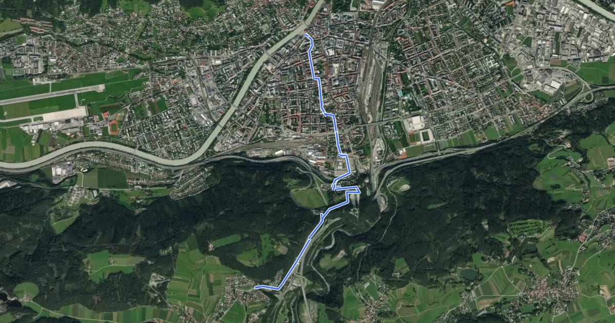 Маршрут Innsbruck - Natters на спутниковом снимке